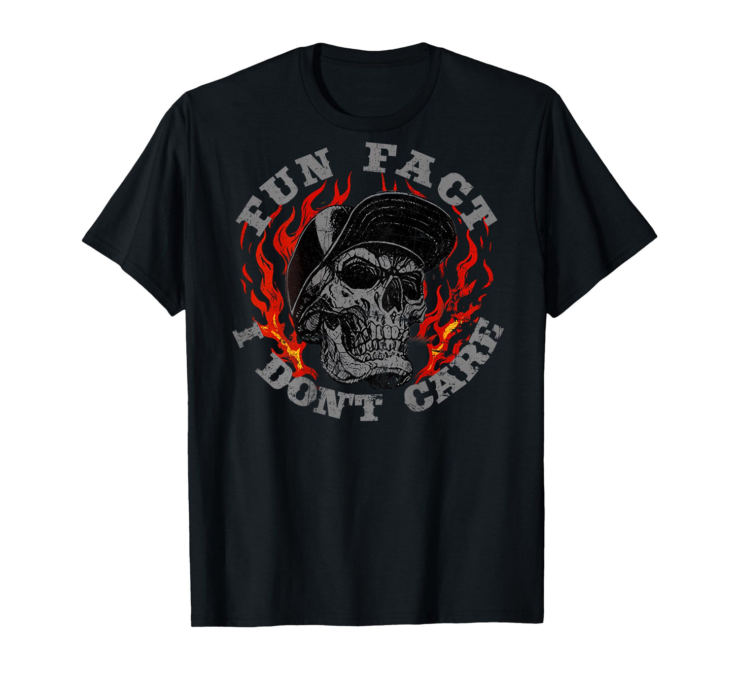 Fun Fact I Don't Care Funny Skeleton Sarcastic (On Back) T-Shirt