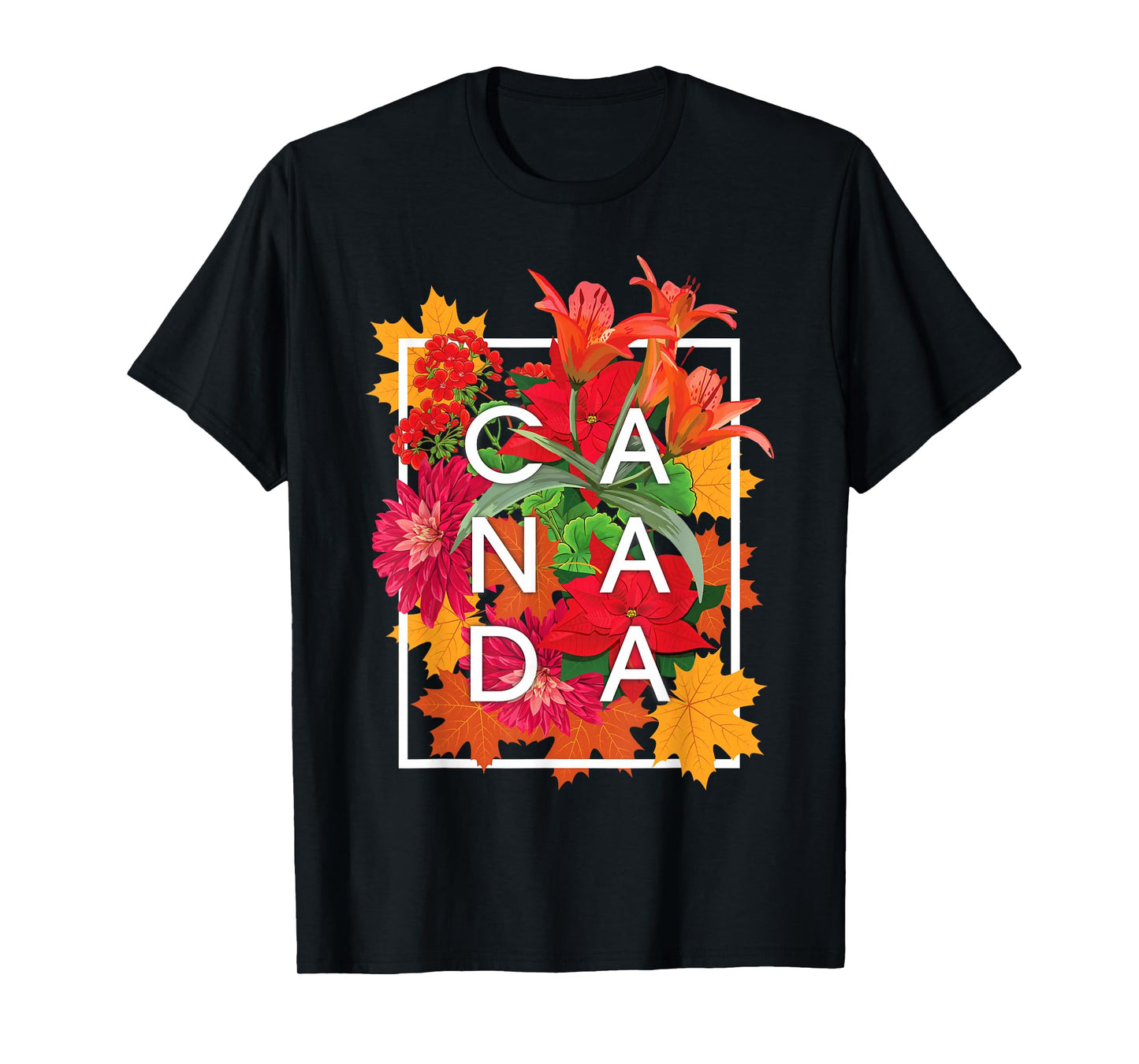 Flowers of Canada Word Art - Canadian Pride T-Shirt