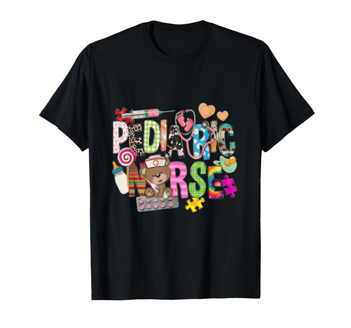 Pediatric Nurse Cute Colorful Bear Funny pediatric nurses T-Shirt
