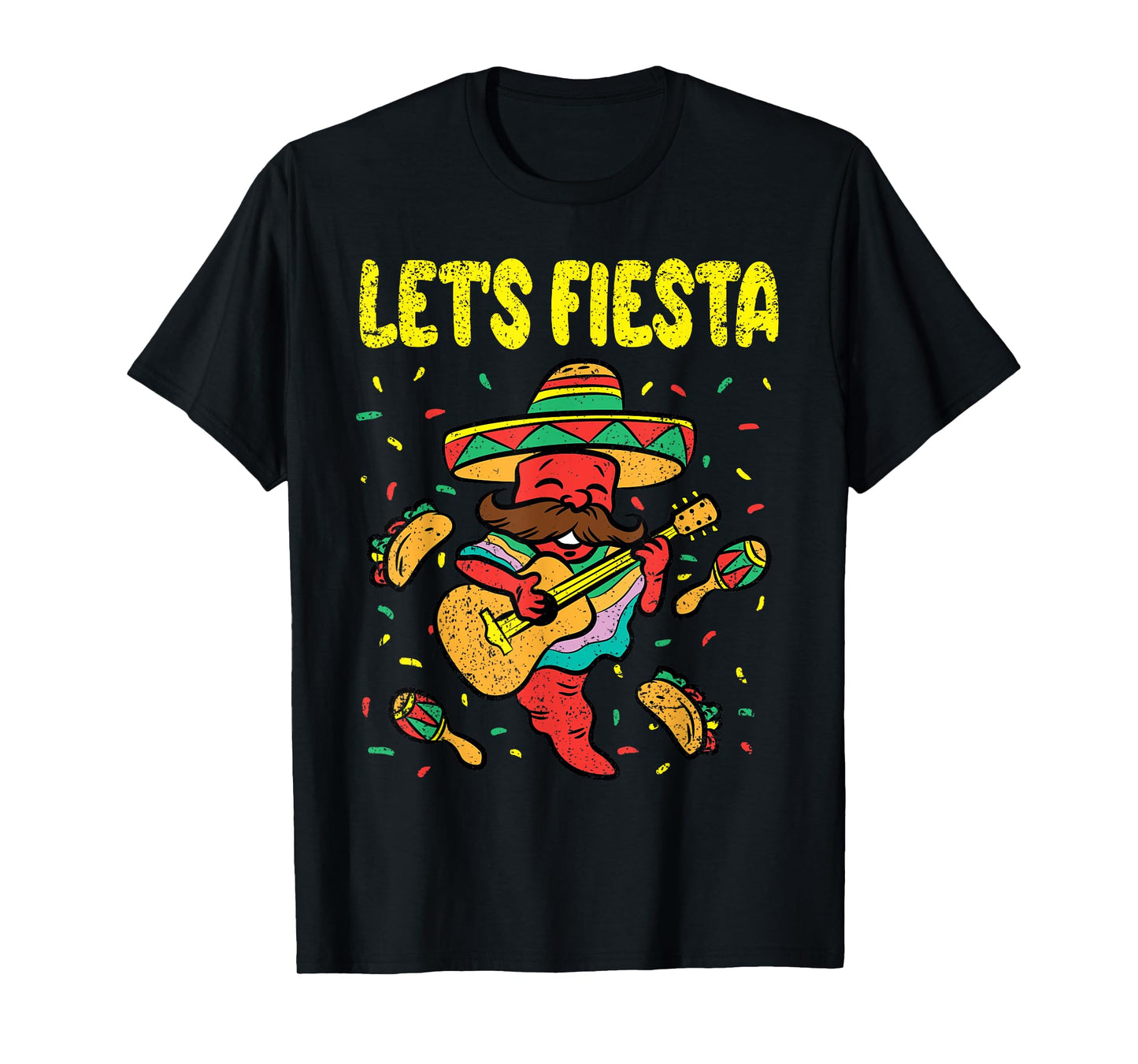 Lets Fiesta Cinco De Mayo Mexican Mariachi Taco Maracas T-Shirt
