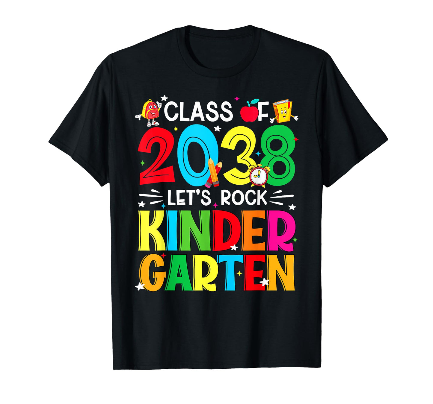 Class Of 2038 Let's Rock Kindergarten First Day Of School T-Shirt