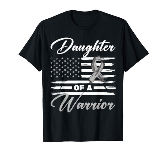 Daughter Of A Warrior USA Flag Glioblastoma Cancer Awareness T-Shirt