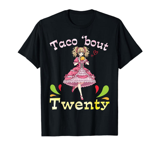 Cute Girl with Tacos I Taco Bout Twenty Years Old Birthday T-Shirt