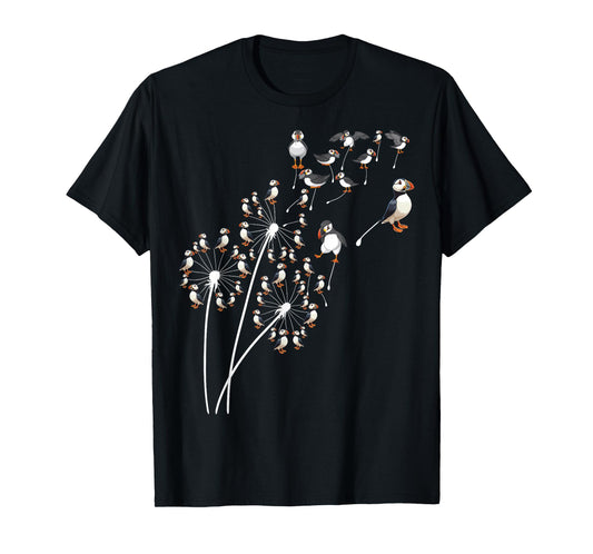 Dandelion Puffin Flower, Floral Puffin Tree T-Shirt