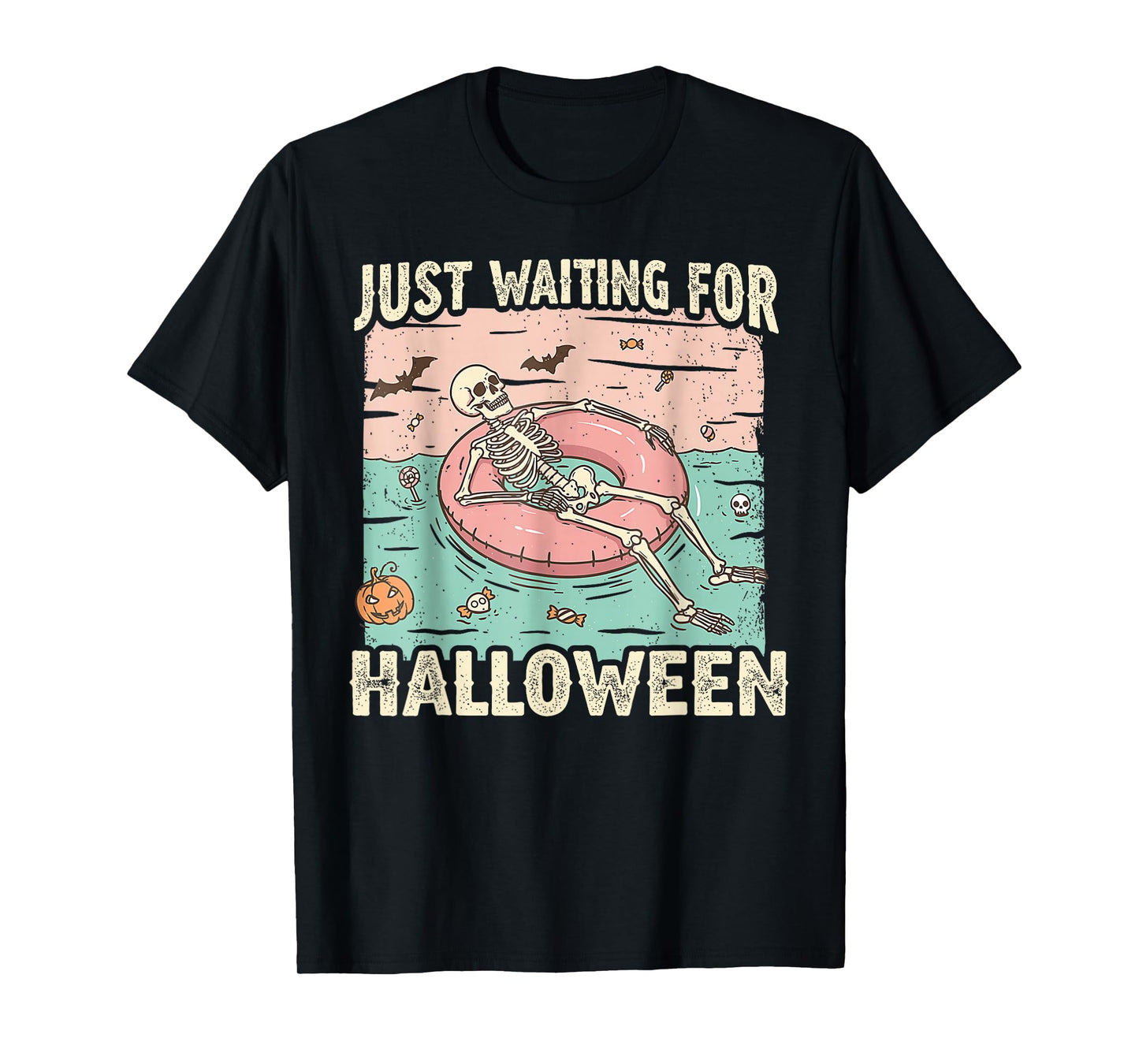 Spooky Summer Skeleton Just Waiting for Halloween T-Shirt