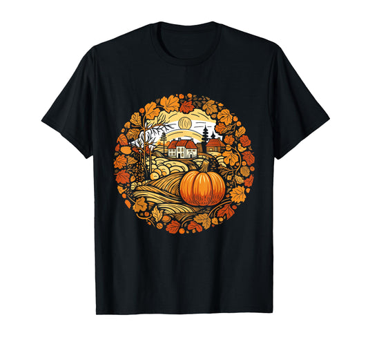 Cottagecore Pumpkins Fall Village Women's Graphic T-Shirt