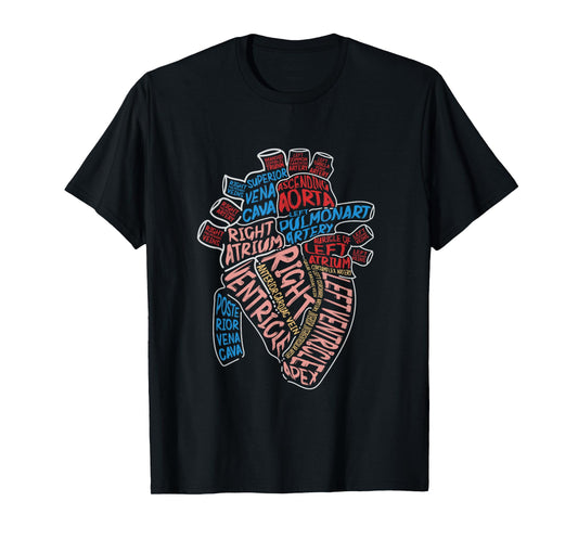 Anatomical Human Heart Cardiology Medical Cardiac Nurse T-Shirt