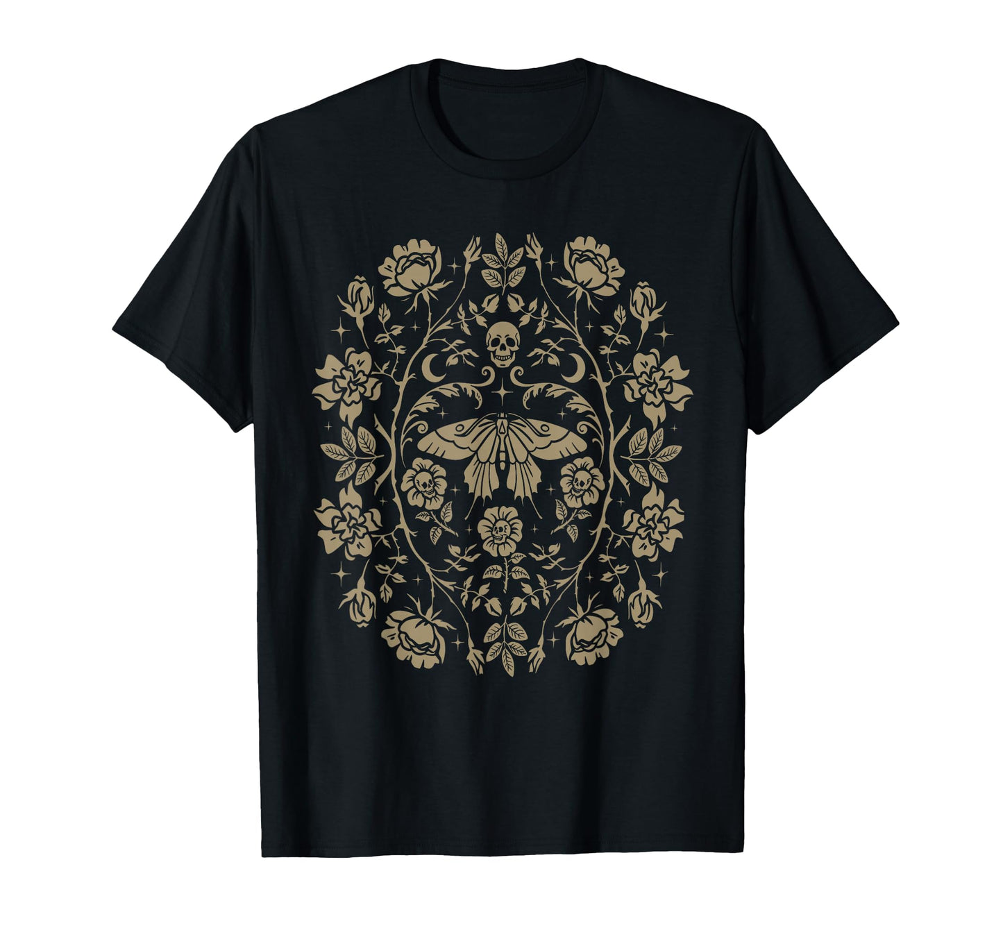 Vintage Moth Skull Aesthetic Floral For Men Women Boys Girls T-Shirt