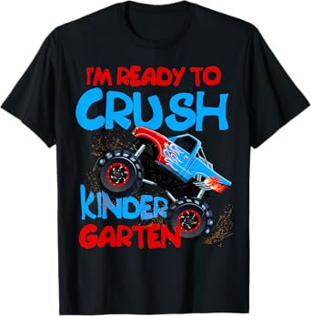 Back to School Boys First Day of Kindergarten Monster Truck T-Shirt