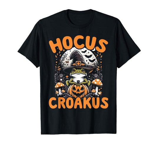 Halloween Frog Witch Pun Hocus Croakus Toad Lover Costume T-Shirt