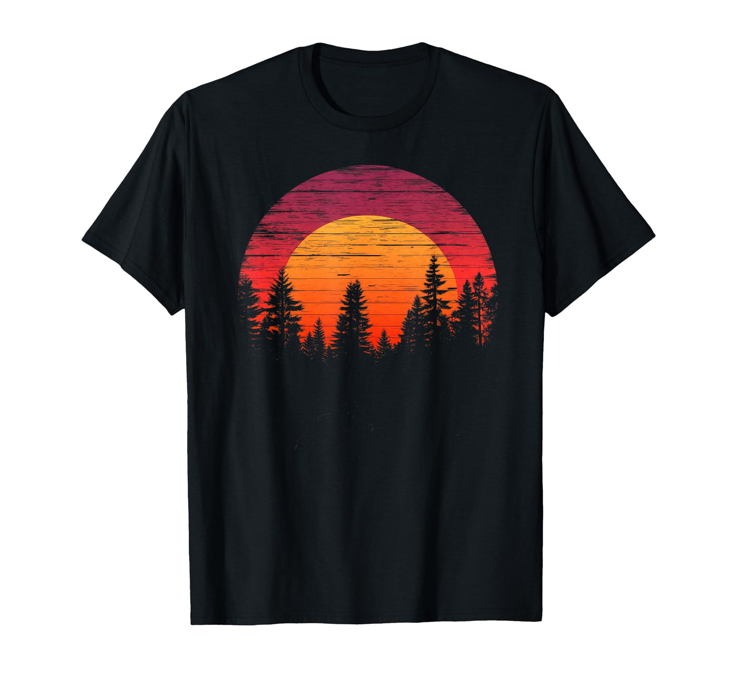 Retro Wilderness Bear Trees Reflection Outdoor Forest T-Shirt