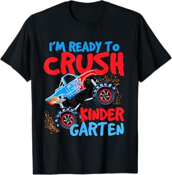 Back to School Boys First Day of Kindergarten Monster Truck T-Shirt