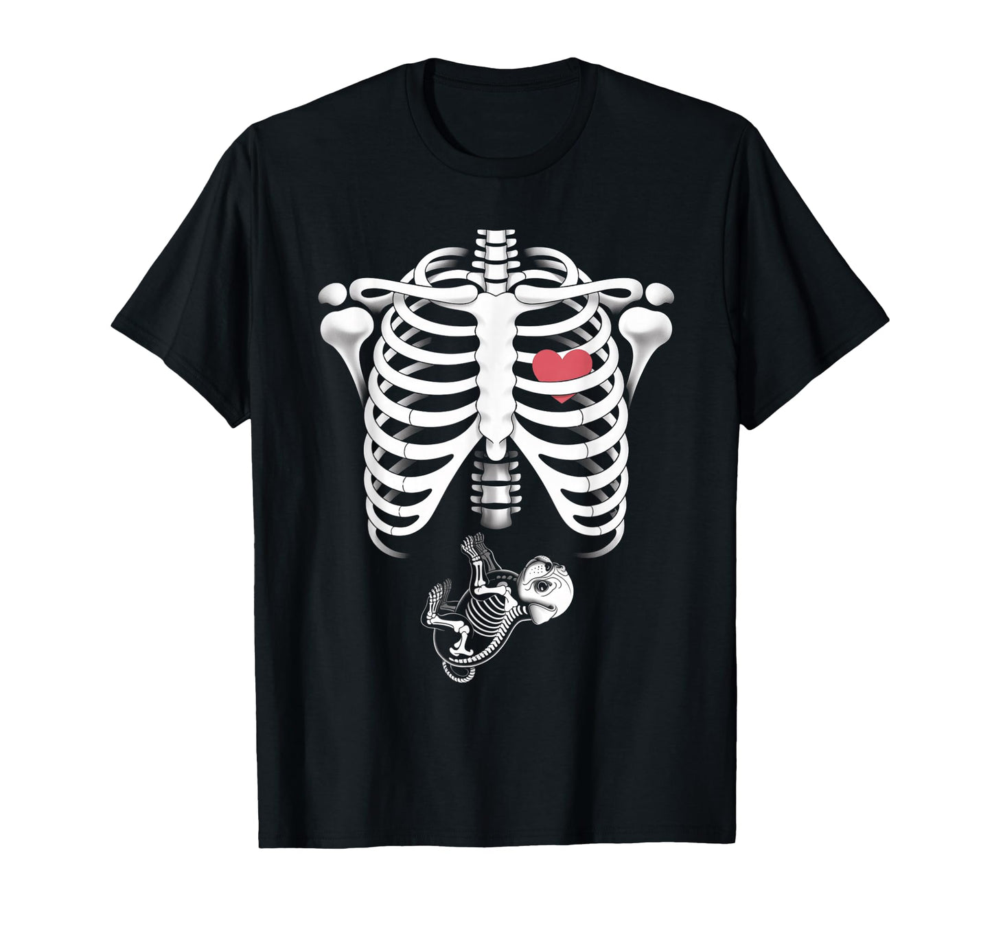 Skeleton Pregnancy Announcement Pug Lovers Halloween T-Shirt