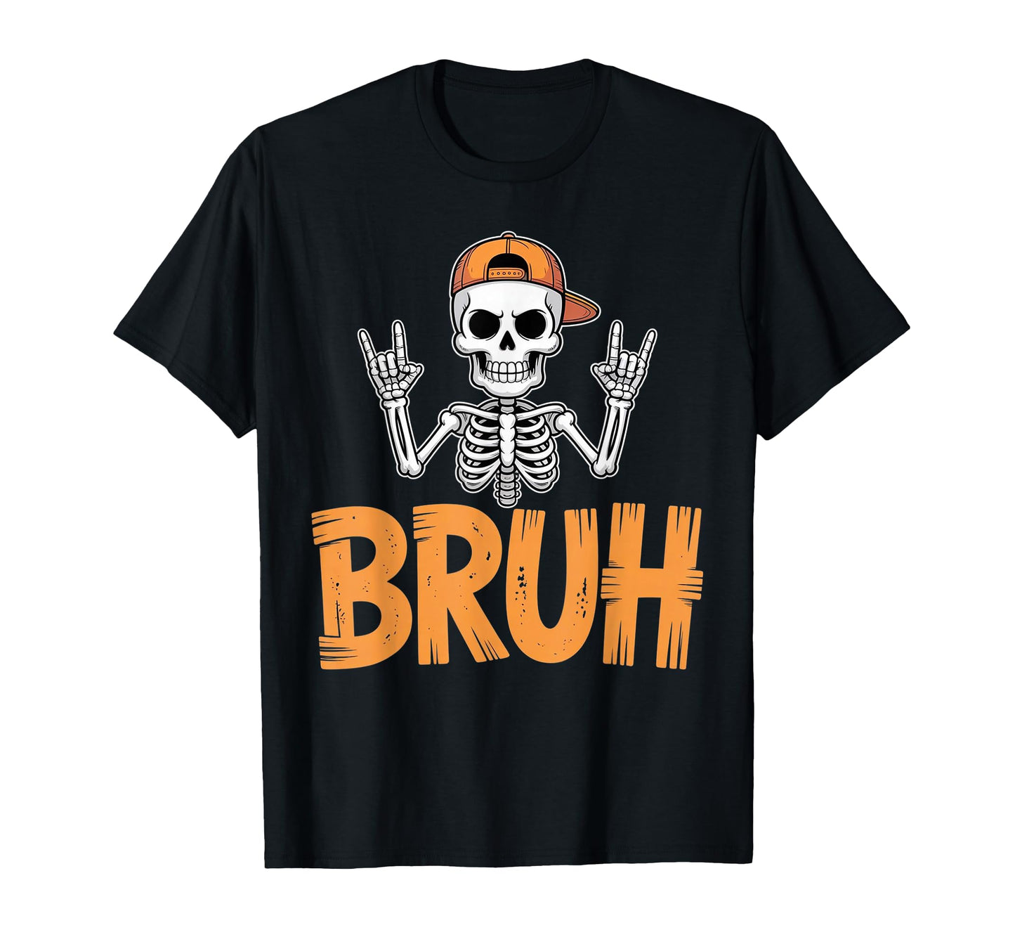 Halloween Punk Rock Skeleton Cool Rockers Skaters Bruh T-Shirt