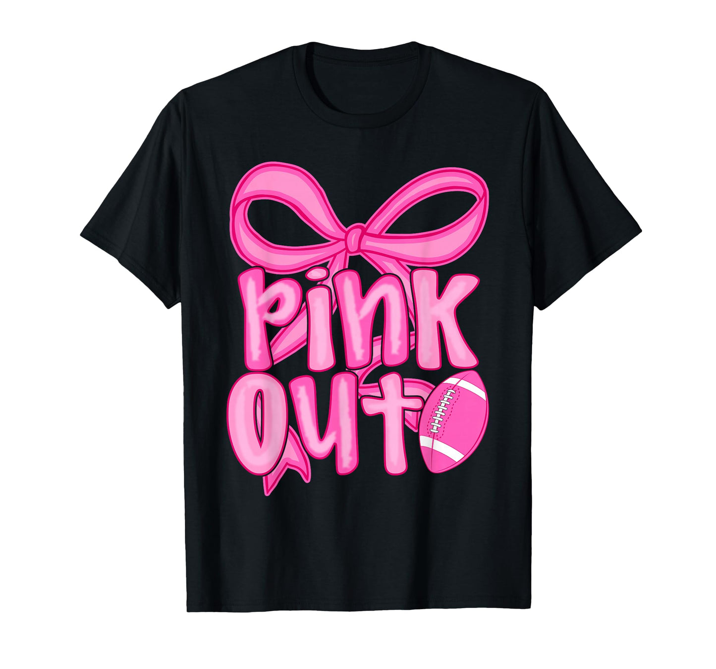 Pink Out Football Bow Preppy Breast Cancer Awareness Women T-Shirt