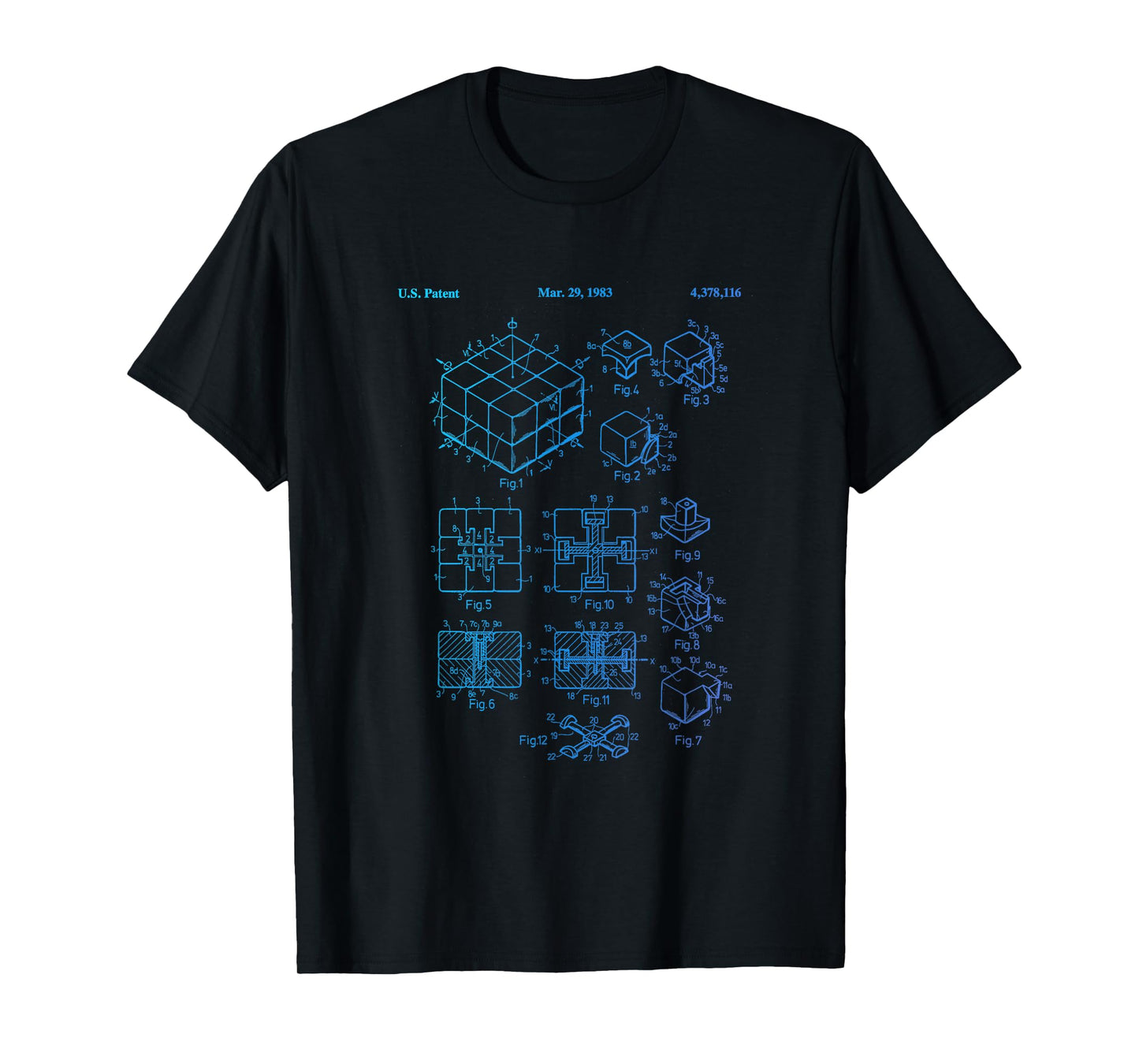 Competitive Puzzle Cube Rubik Patent Speed Cubing Retro Math T-Shirt