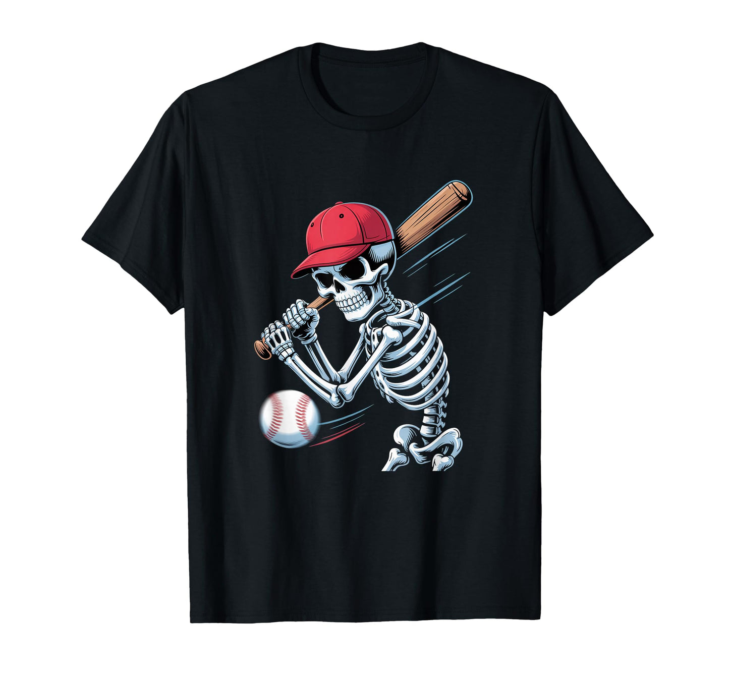 Skeleton Baseball Hitter Funny Halloween Art Baseball Lover T-Shirt