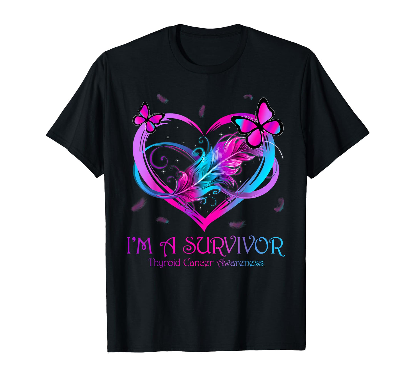Butterfly Heart I'm A Survivor Thyroid Cancer Awareness T-Shirt