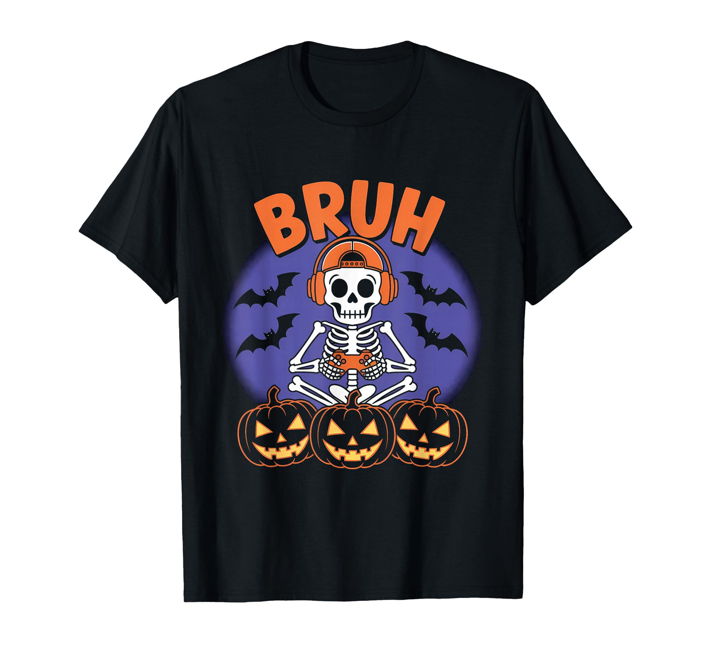 Halloween Skeleton Video Gaming Gamer Men Youths Teens Boys T-Shirt