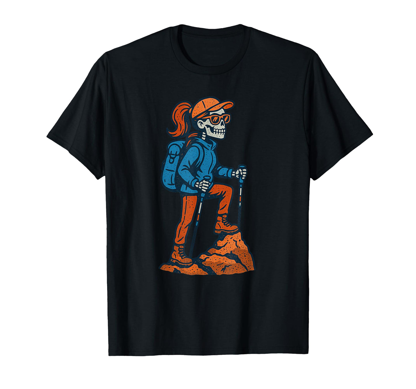 Vintage Halloween Skeleton Hiking Funny Spooky Costume T-Shirt