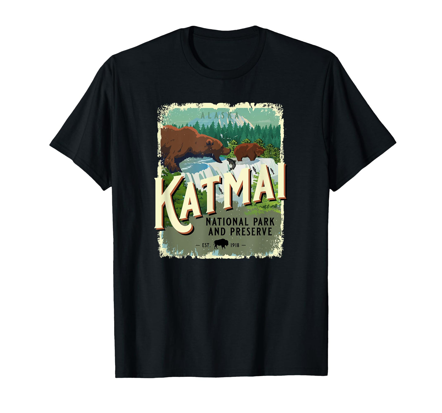Katmai National Park and Preserve Alaska Brown Bear Souvenir T-Shirt
