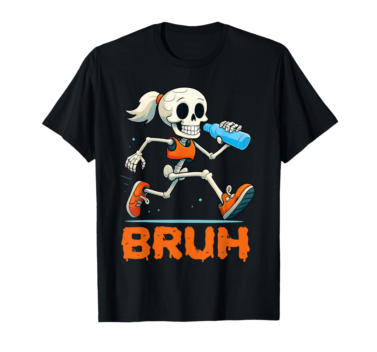Bruh Running Skeleton Halloween Costume Spooky Runners Lover T-Shirt