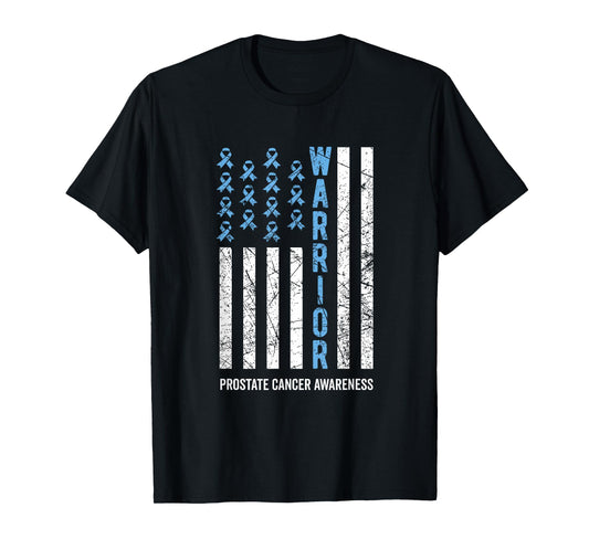 Warrior Light Blue Ribbon Prostate Cancer Awareness T-Shirt