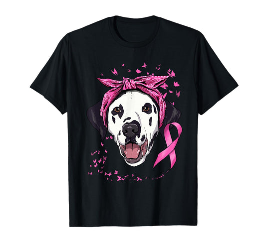 Dalmatian Pink Ribbon Breast Cancer Awareness Survivor T-Shirt