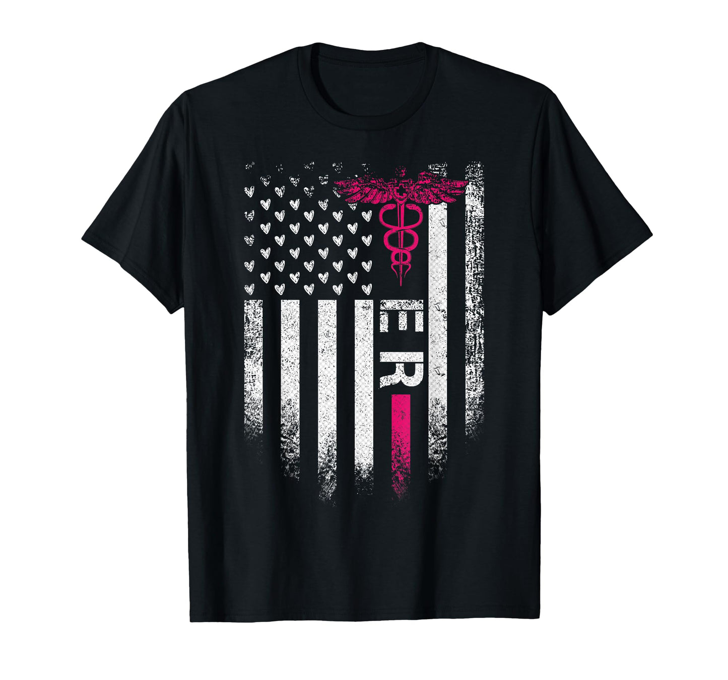 Vintage USA Flag ER Emergency Room Nurse Funny Nursing Women Kids Men T-Shirt