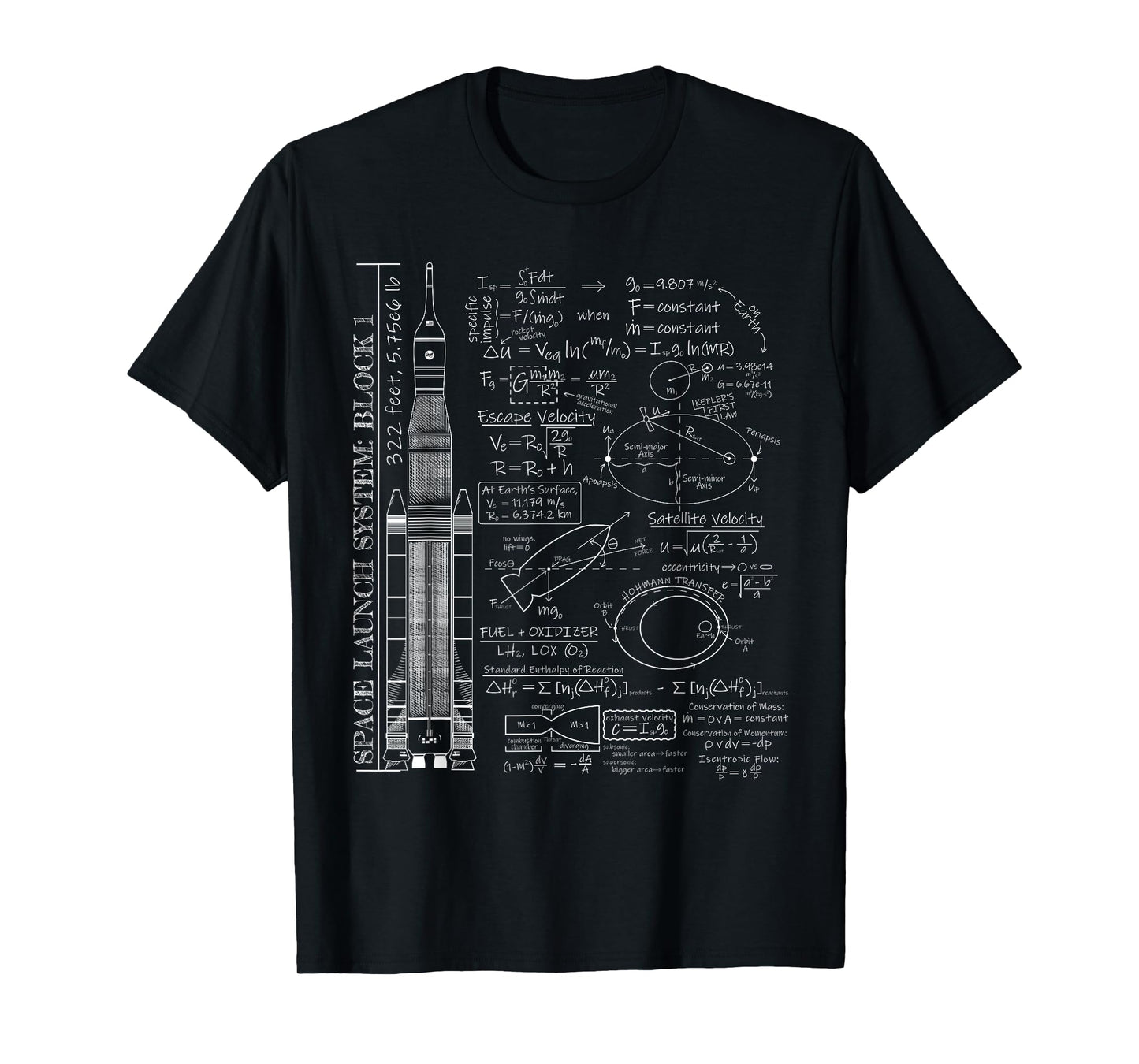 Space Launch Artemis SLS Rocket Science Equations T-Shirt