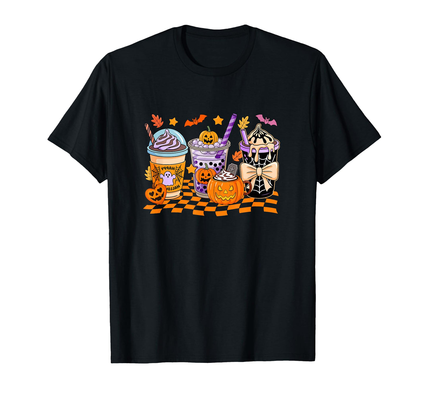 Collection Coffee Cups Halloween Witch Boo Skeleton T-Shirt