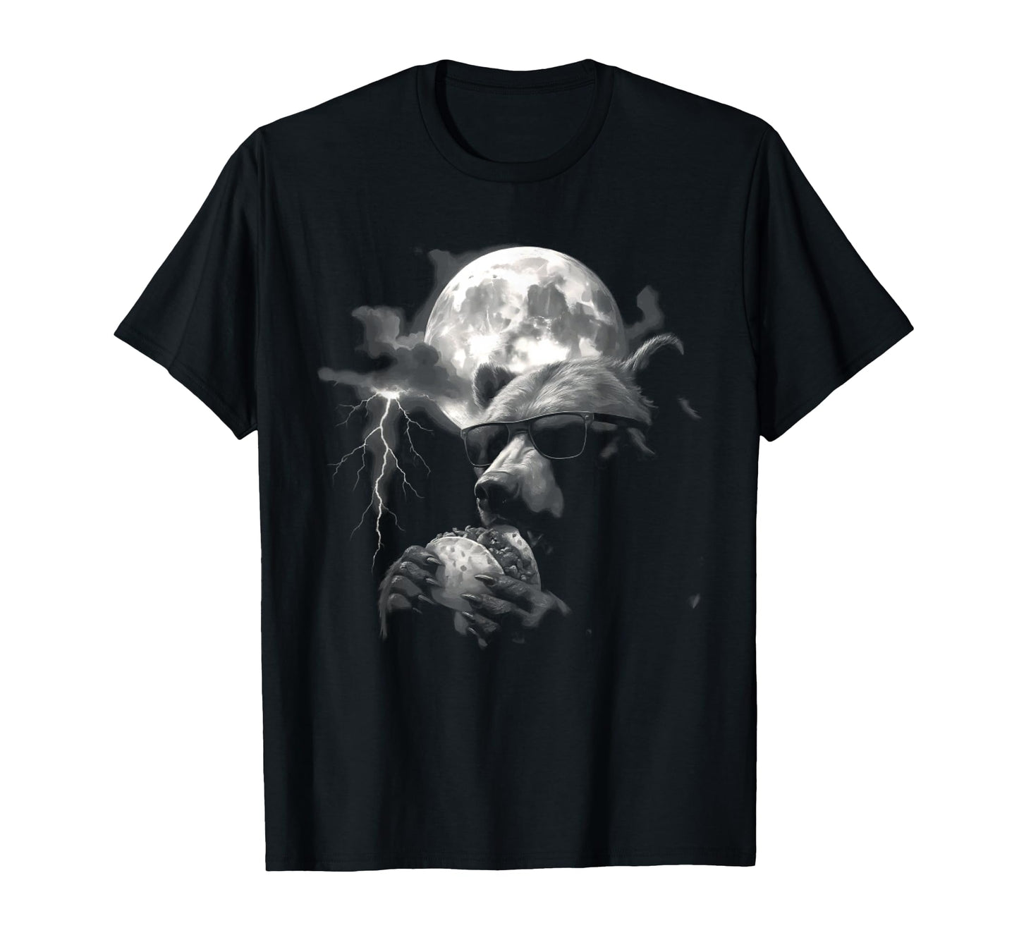 Bear Eating Taco Moon - Funny Weird Trashy Cursed Meme T-Shirt