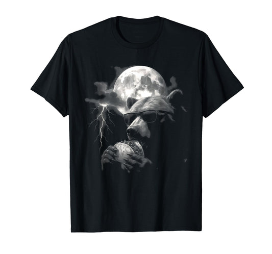 Bear Eating Taco Moon - Funny Weird Trashy Cursed Meme T-Shirt