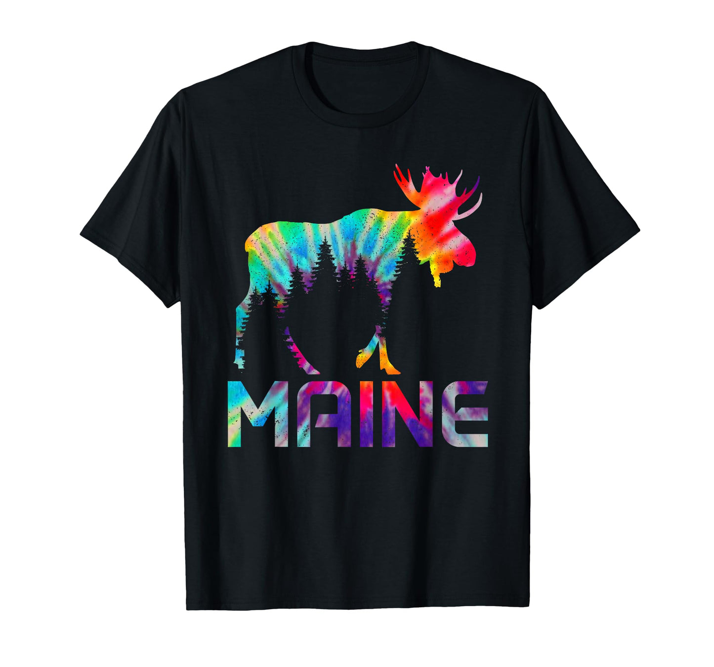 Maine Vintage Tie Dye Souvenir Elk T-Shirt