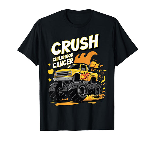 Crush Childhood Cancer Awareness Monster Truck Boys Girls T-Shirt
