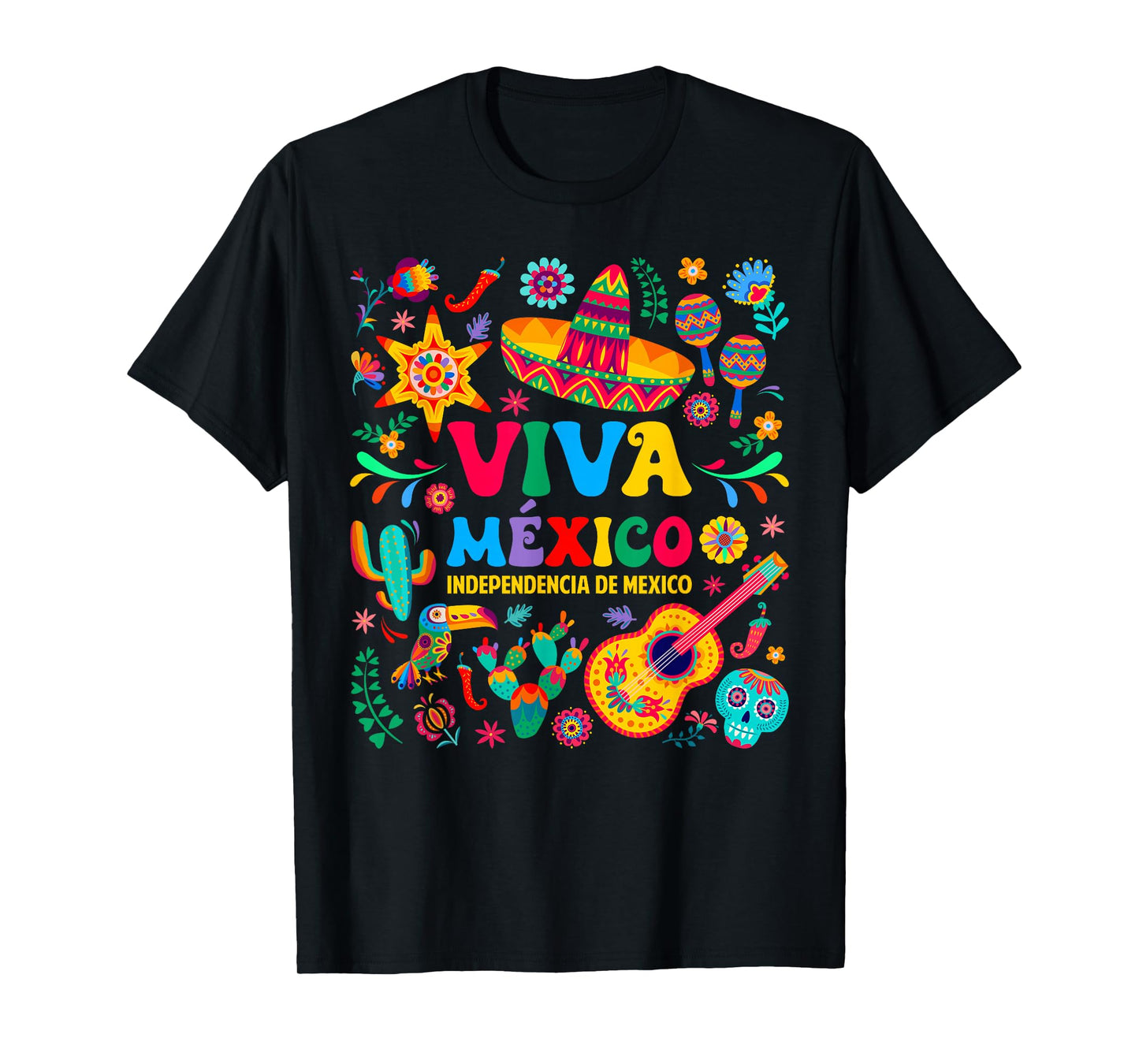Viva Mexico Independence Day Sombrero Hat Mexican Men Women T-Shirt