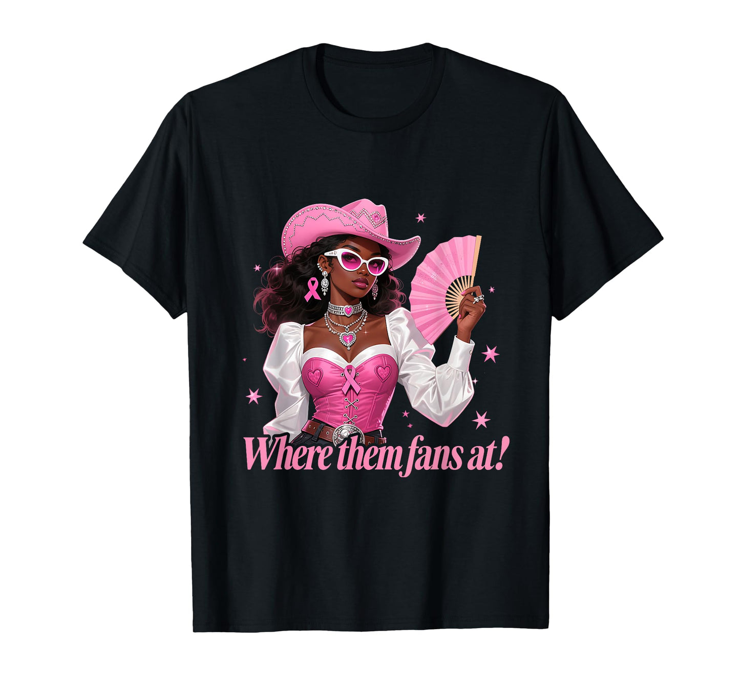 Pink Cowgirl Fan Funny Breast Cancer Support Look T-Shirt