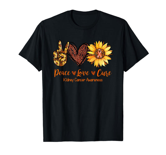 Daisy Peace Love Cure Kidney Cancer Awareness Gift T-Shirt