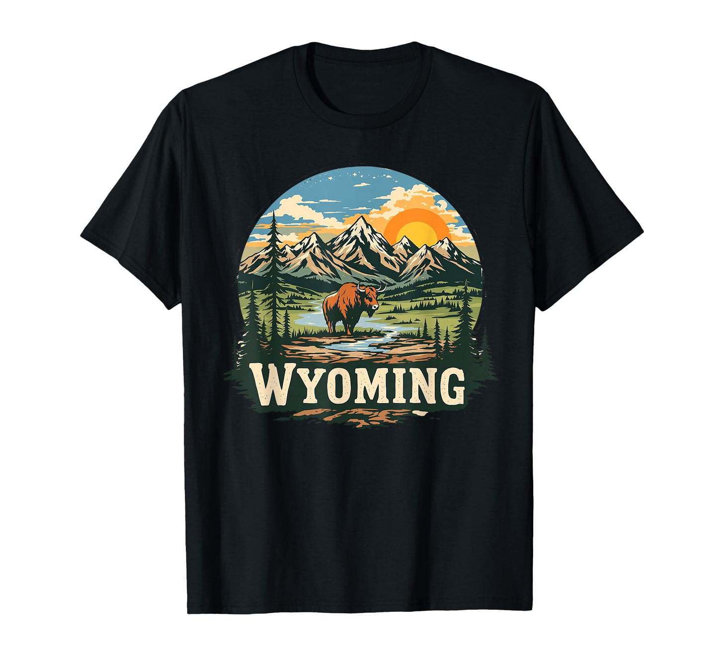 Wyoming Mountains and Buffalo Nature Scenic Wyoming T-Shirt