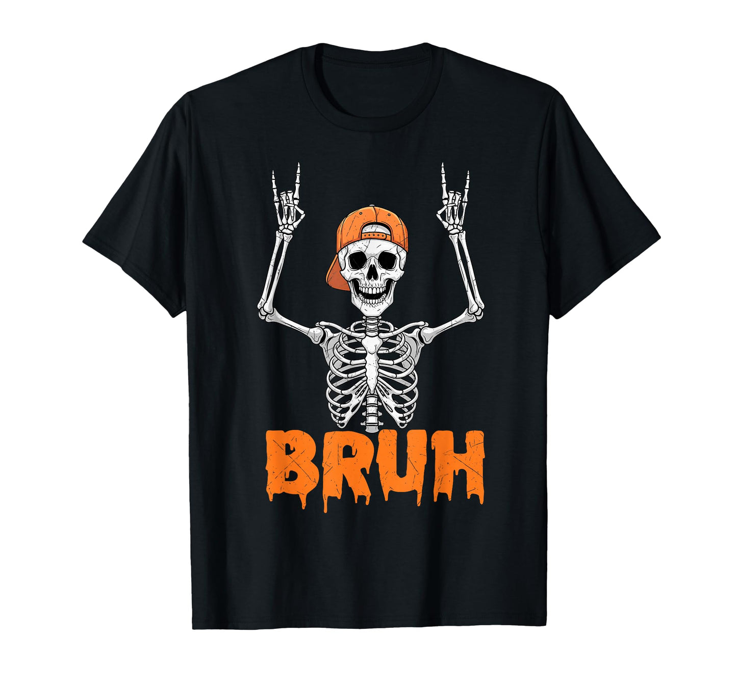 Bruh Punk Rock Skeleton Cool Rocker Halloween Men Boys Kids T-Shirt