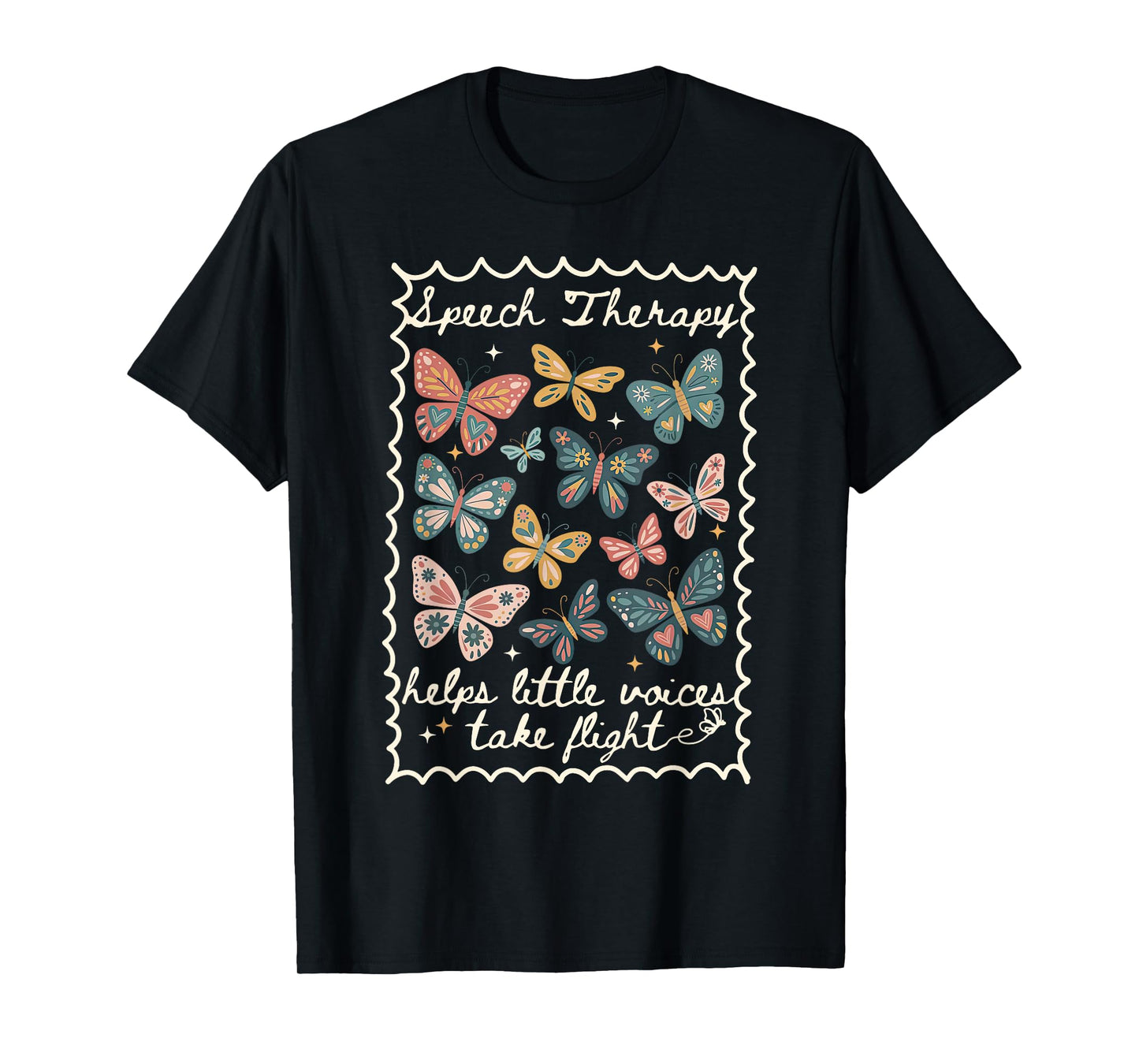 Stamp Speech Therapy Butterfly Speech Language Pathologist T-Shirt