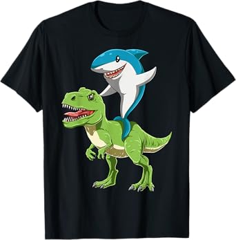 Shark Riding Dinosaur Shark Riding T-Rex Shark Lover Jawsome T-Shirt