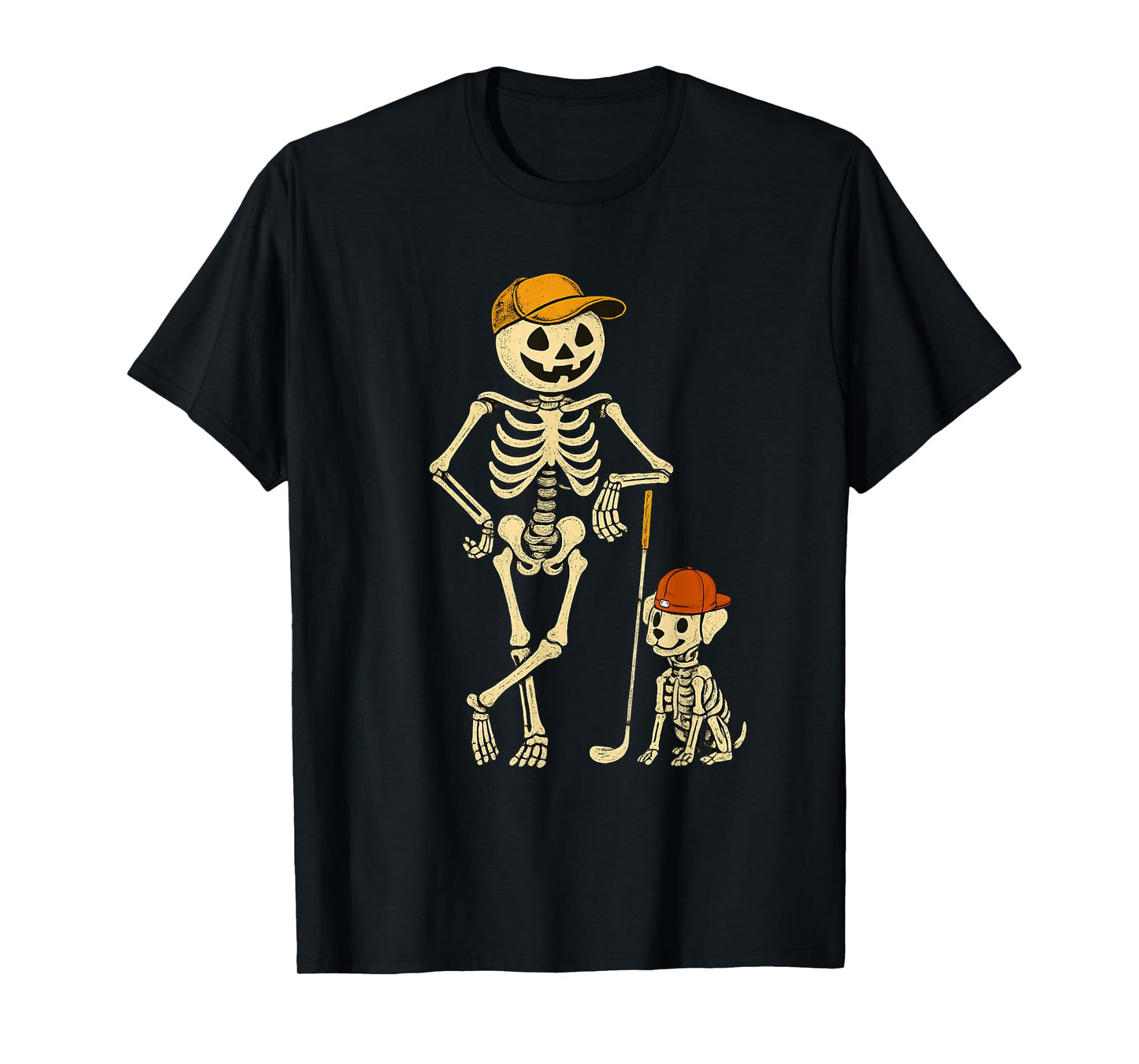 Funny Halloween Skeleton Golfer&Dog Caddy for Golf Pet Fans T-Shirt