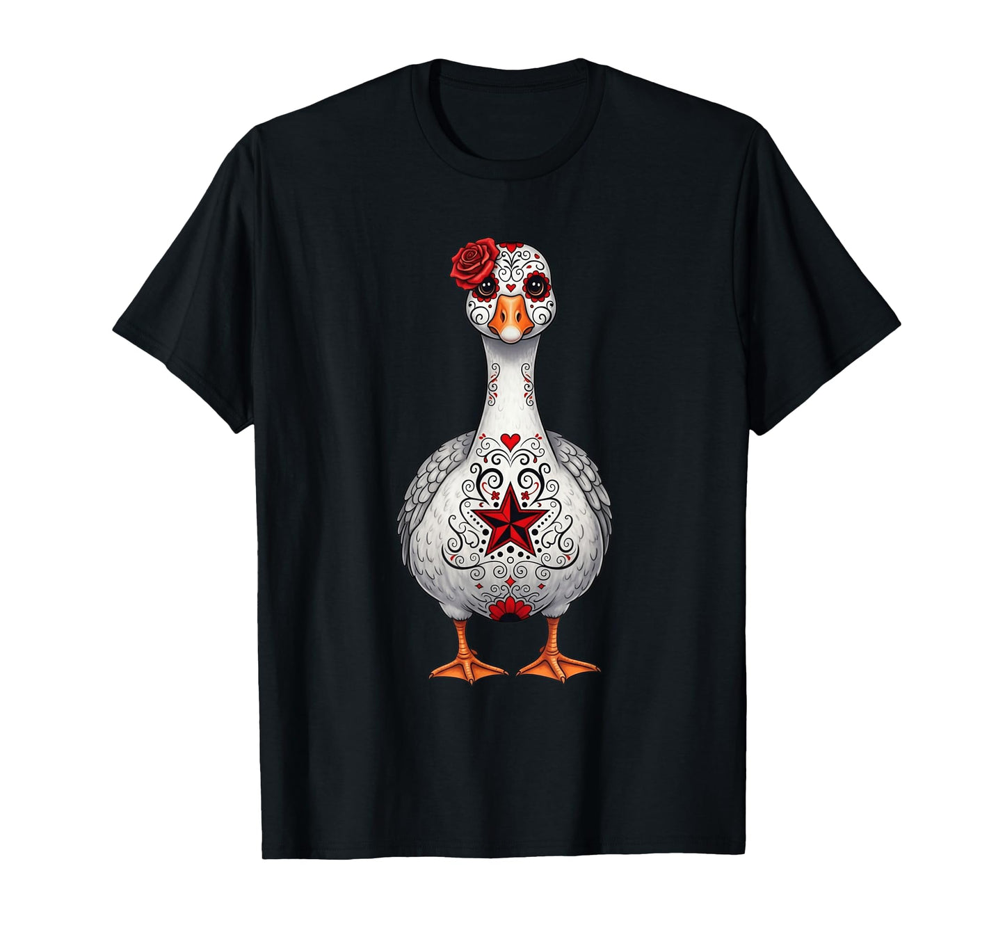 Cute Sugar Skull Goose Halloween Graphic T-Shirt