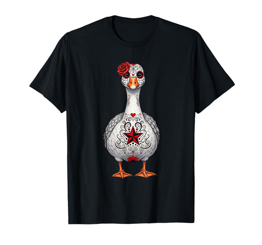 Cute Sugar Skull Goose Halloween Graphic T-Shirt