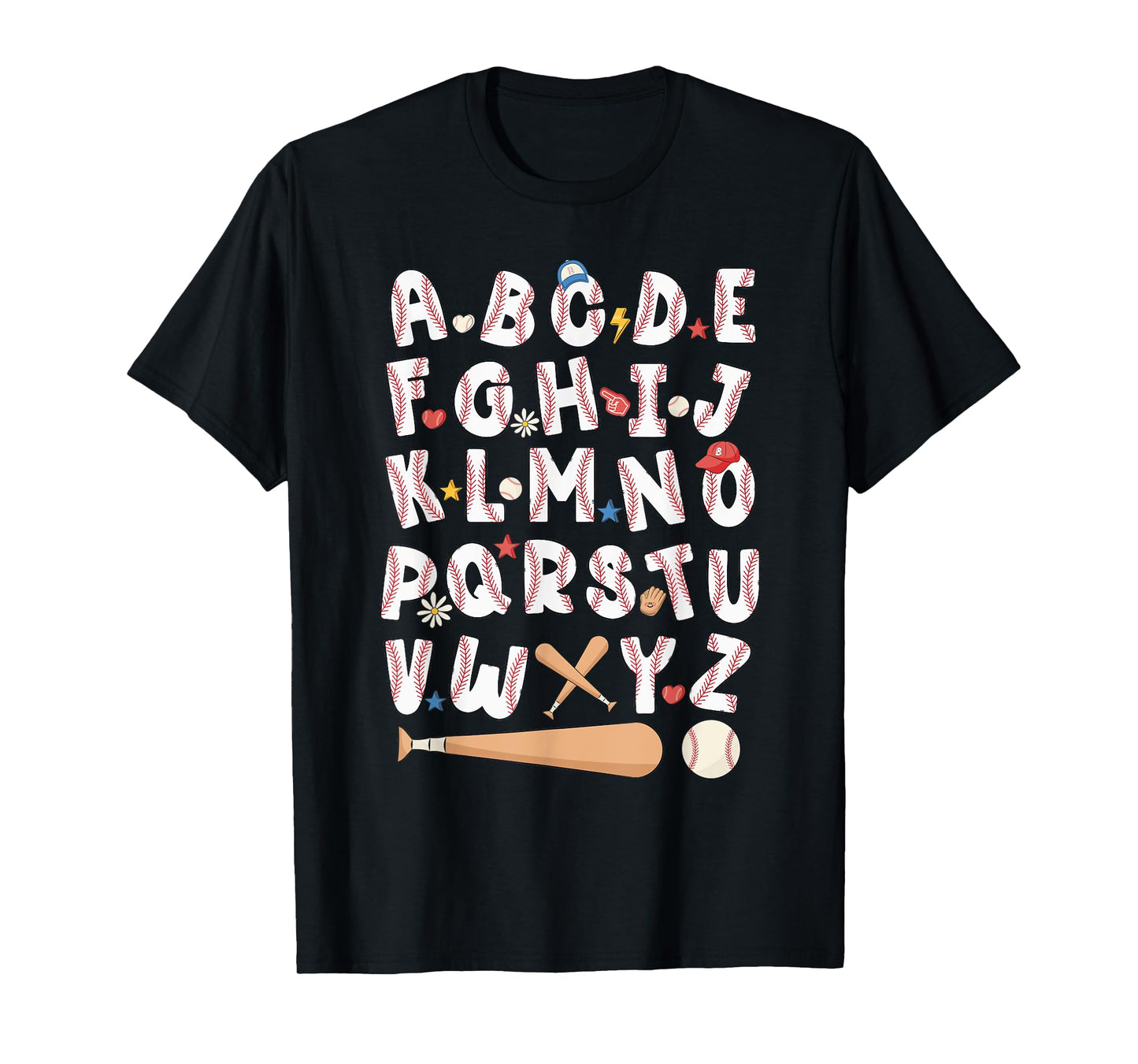 Alphabet Baseball ABCs Letters Kids Boys Girls Teacher T-Shirt