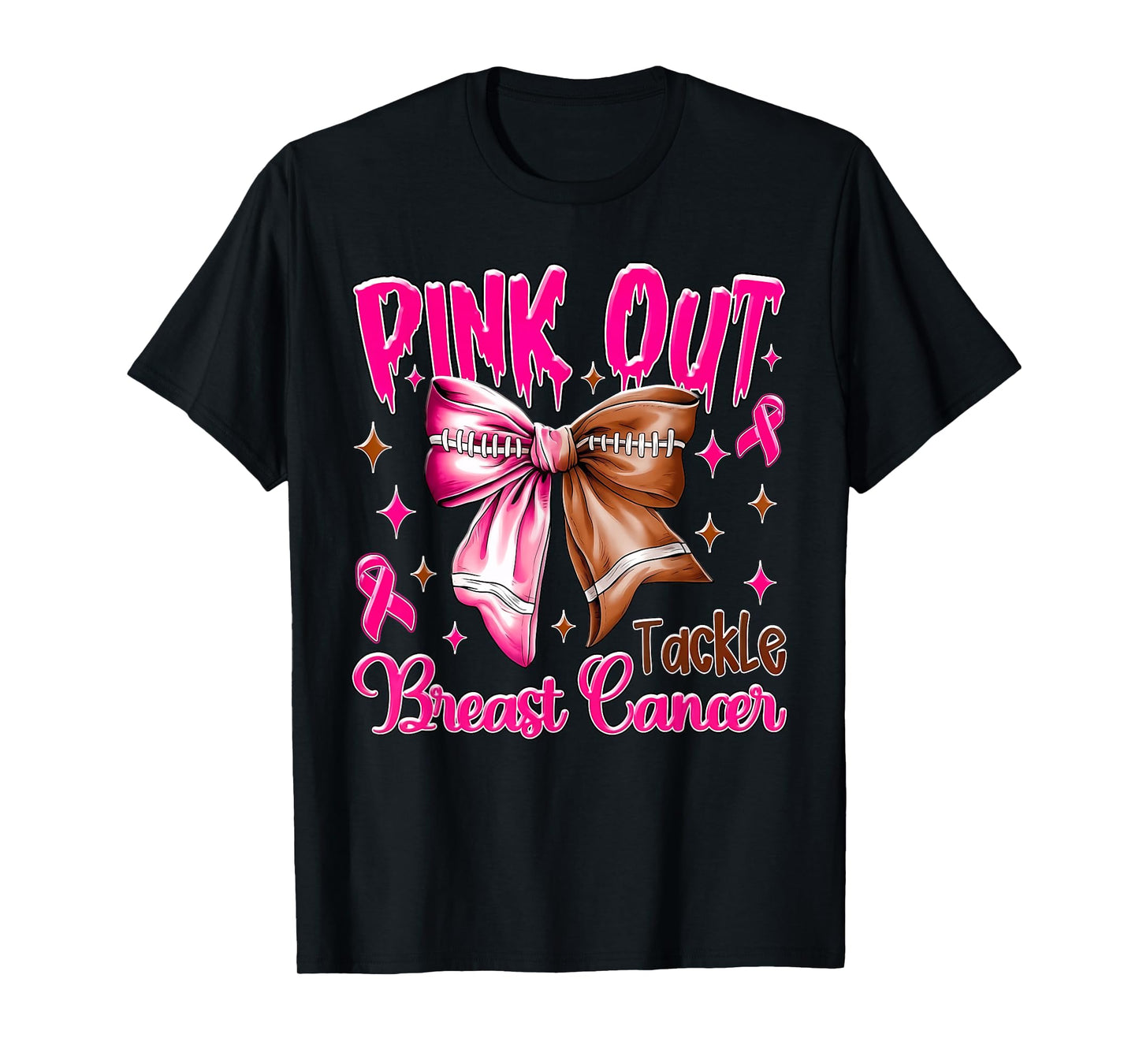 Pink Out Shirt Men Boy Kids Football Breast Cancer Awareness T-Shirt