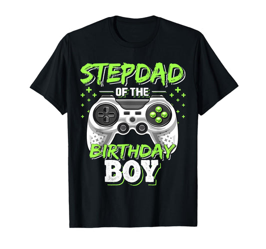 Stepdad of Birthday Boy Matching Video Game Birthday Party T-Shirt
