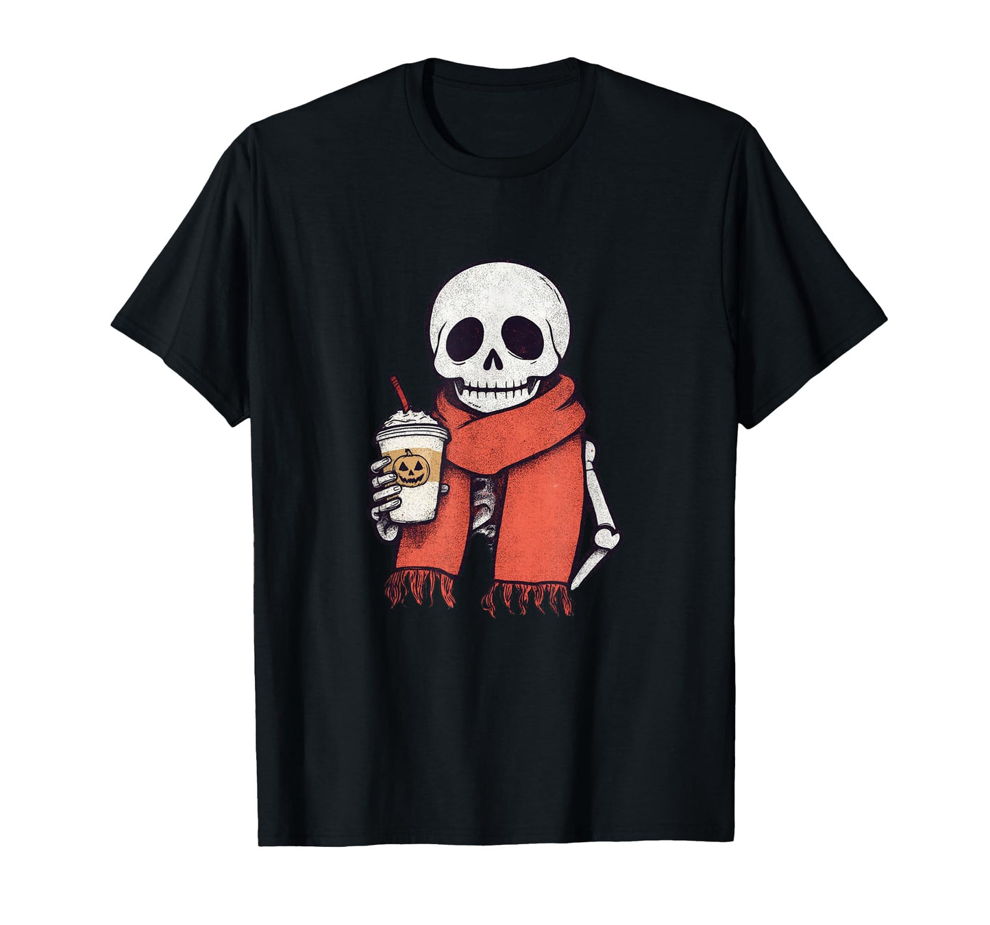 Halloween Spooky Season Funny Skeleton Ice Coffee Latte Fall T-Shirt