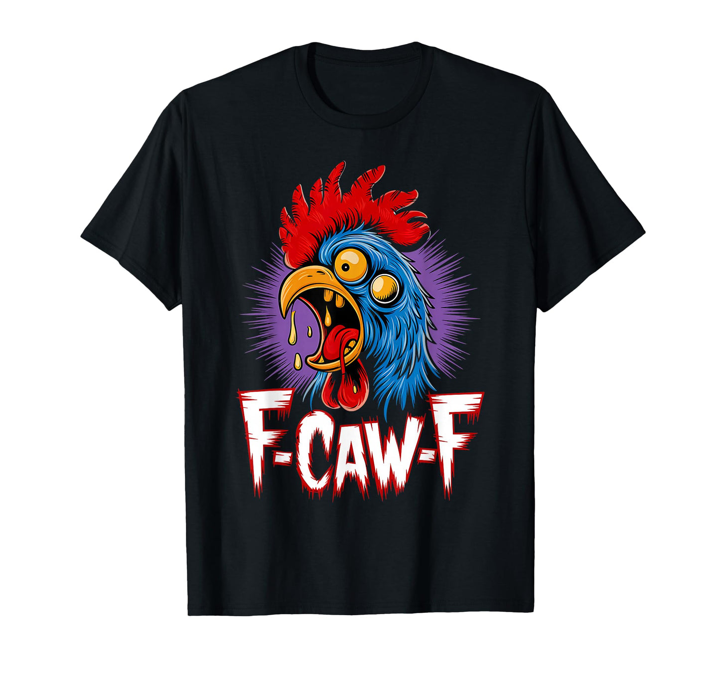 Zombie Chicken F-CAW-F Scary Rooster Halloween Horror Joke T-Shirt